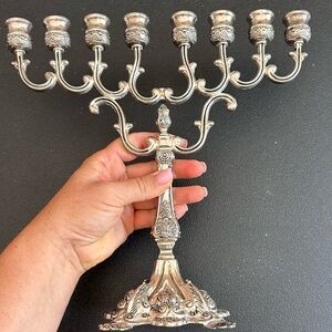 Elegant Silver plated Menorah Candle Holder